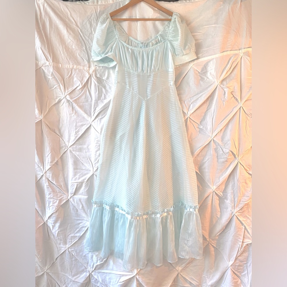 Urban Outfitters Sheer Blue Cap Sleeve Maxi Dress X-Small